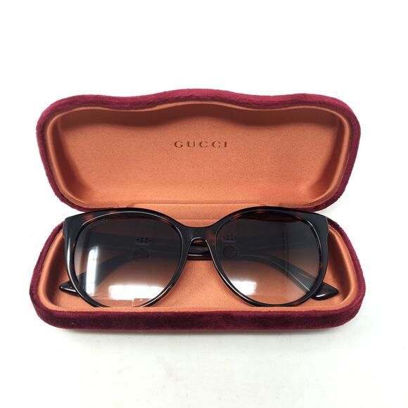 Gucci Double G Marmont Sunglasses Cat Eye Gradient Havana Brown Logo GG0636SK